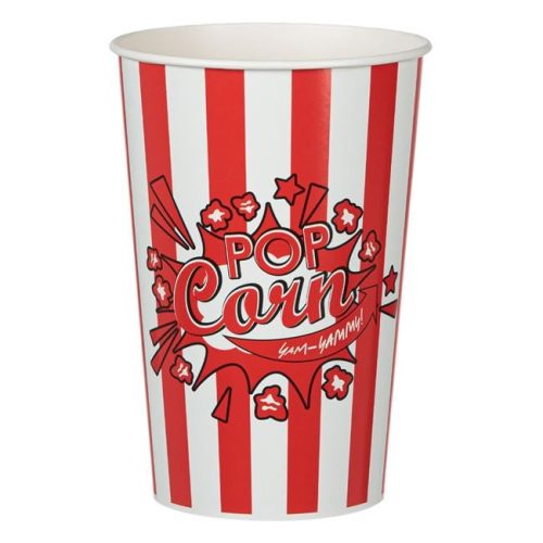 Piros Csíkos Popcornos Pohár 960ml - 2db