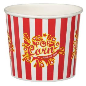 Piros-fehér csíkos popcorn tartó vödör, 1850 ml