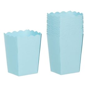 Világoskék Snack Doboz Hullámos Széllel 8x8x12cm - 10 db