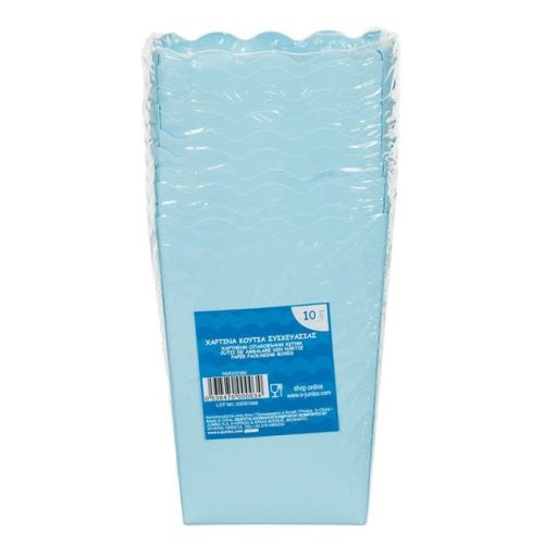 Világoskék Snack Doboz Hullámos Széllel 8x8x12cm - 10 db