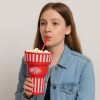 Popcornos Italtartó Pohár Szívószállal - Piros, Ø14,5x22,5 cm