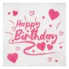 Happy Birthday Szívecskés Egyrétegű Papírszalvéta 33x33cm - 40db