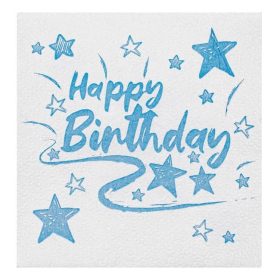   Happy Birthday Csillagos Egyszintes Szalvéta 33x33cm - 40 db
