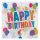 Happy Birthday Színes Lufis Szalvéta, 1 rétegű, Fehér, 33x33cm - 80db