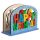 Színes Fa Szalvétatartó "Happy Birthday" felirattal, 12x5x9 cm