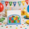 Színes Fa Szalvétatartó "Happy Birthday" felirattal, 12x5x9 cm