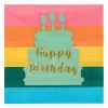 2 rétegű Színes Szalvéta Arany Fóliás Happy Birthday Tortával 33x33cm - 20db