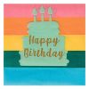 2 rétegű Színes Szalvéta Arany Fóliás Happy Birthday Tortával 33x33cm - 20db