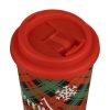 Karácsonyi pohár műanyag és parafa réteggel, kockás „Merry Christmas” mintával 500 ml