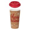 Karácsonyi pohár műanyag és parafa réteggel, piros tetővel „Merry Christmas” 500 ml