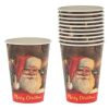 Karácsonyi papír pohár Mikulás mintával „Merry Christmas” 270 ml – 10 db