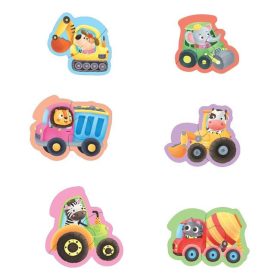   Állatos járművek bébi puzzle - 6 féle forma (12 darabos)