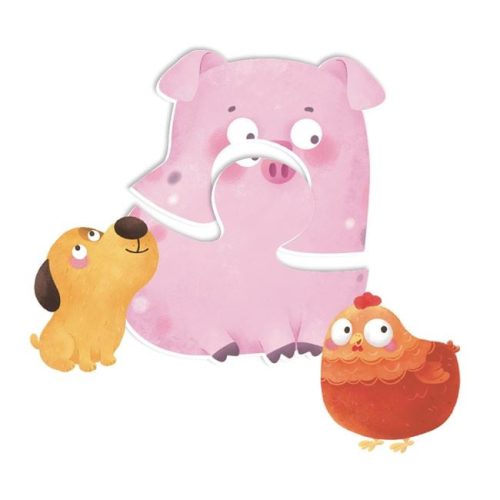 Bébi puzzle 6 féle háztáji állattal (12 darabos)