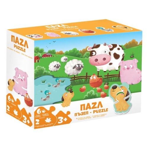 Bébi puzzle 6 féle háztáji állattal (12 darabos)