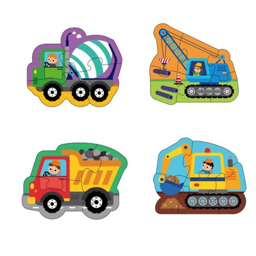 Baba Puzzle 4 darabos Építőipari Járművek Készlet (16 elem)