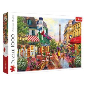   Trefl Párizs Puzzle - Eiffel-torony, lány kutyával és bisztró (1000 db)