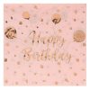 Rose Gold Happy Birthday Fólia lufis Party Szalvéta, 2 rétegű, 33x33cm - 12 db