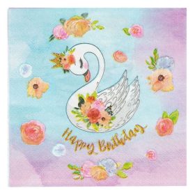   Hattyú Mintás 2 Rétegű Szülinapi Party Szalvéta 33x33cm - 12db