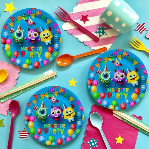 Szörnyes papírtányér 18cm - 6 db