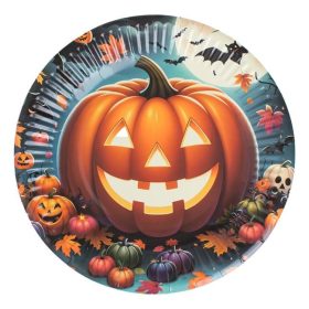 Halloween tök mintás papírtányérok 23 cm - 6 darab