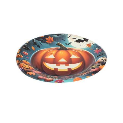Halloween tök mintás papírtányérok 18 cm - 6 darab