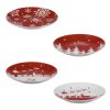 Karácsonyi Tányér Készlet 4 db Fehér-Piros 19cm