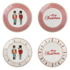   Karácsonyi Porcelán Tányérkészlet Diótörő Mintával Ø19cm - 4 db