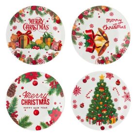   Karácsonyi Porcelán Tányérkészlet "Merry Christmas" Mintával Ø19cm - 4 db
