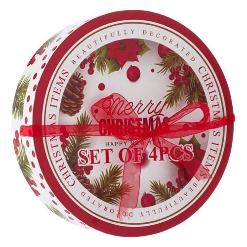 Karácsonyi Porcelán Tányérkészlet "Merry Christmas" Mintával Ø19cm - 4 db