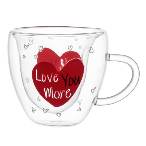 Duplafalú szívecske alakú kávés csésze 240ml