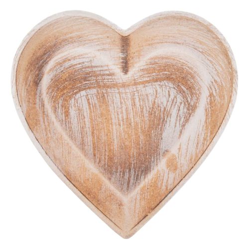 Szív alakú dekor tányér fából 25 cm
