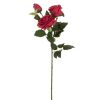 Hosszú szárú művirág - Piros rózsa 3 bimbóval, 80 cm