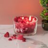 3D Piros Szíves Dekorgyertya „Love” Feliratos Üvegpohárban Ø10.5x6cm