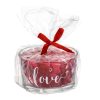 3D Piros Szíves Dekorgyertya „Love” Feliratos Üvegpohárban Ø10.5x6cm